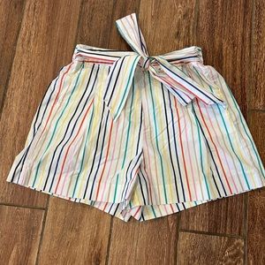 J.Crew Tie Waist Bow Primary Color Striped Shorts
